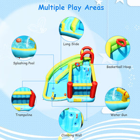 6-in-1 Inflatable Water Slide Bounce House & Jumping Castle Water Park without Blower