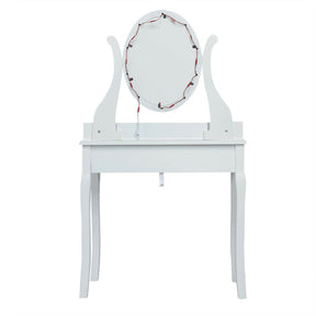 10 Dimmable LED Lights Vanity Table Stool Set with Lighted Mirror