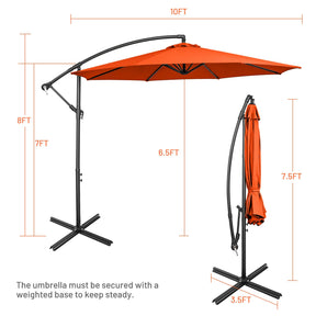 Hikidspace 10 Feet Offset Umbrella with Cross Base for Pool, Outdoor Camping, Patio