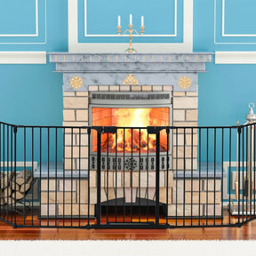 115 Inch Length 5 Panel Adjustable Wide Fireplace Fence Pet Dog Fence