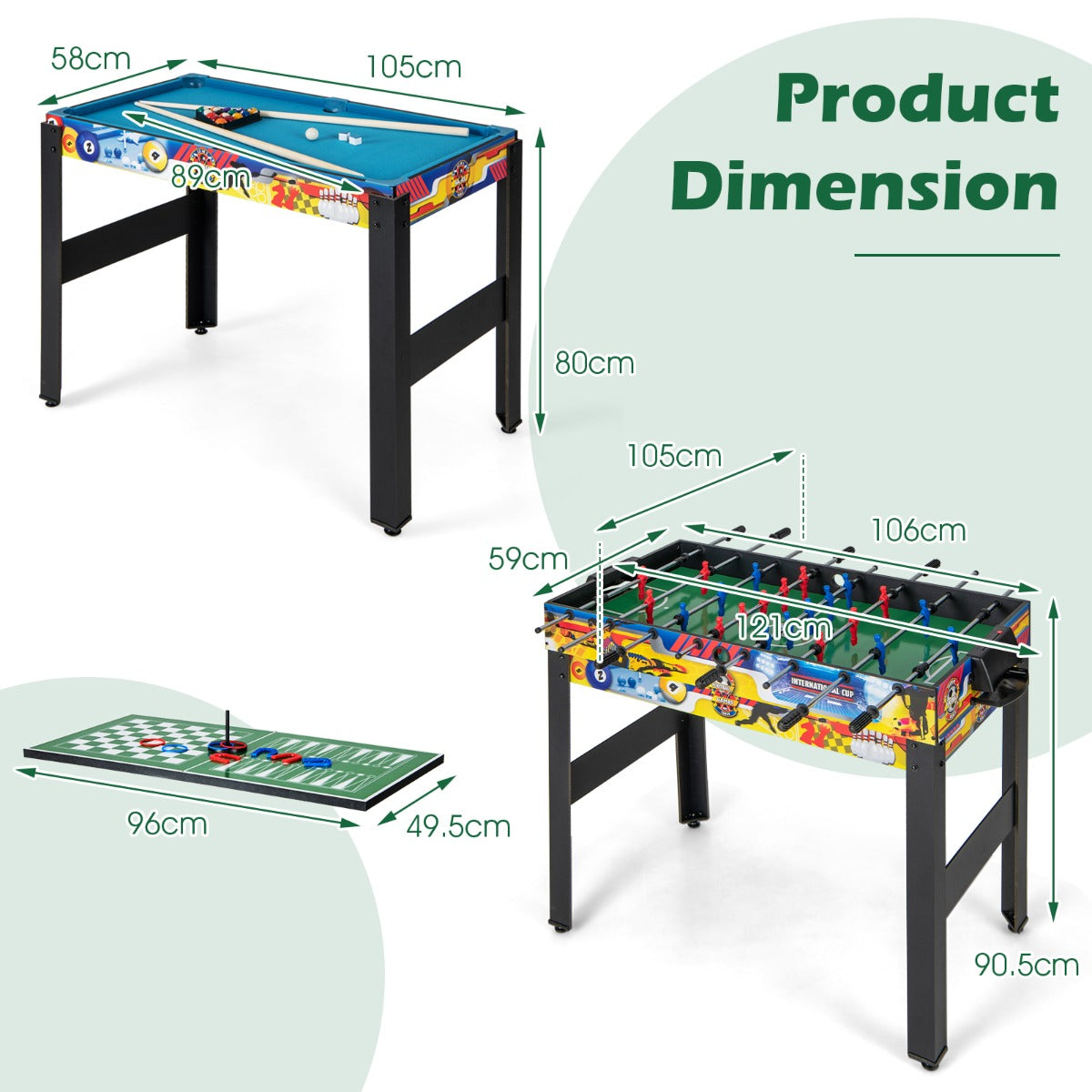 12-in-1 Combo Game Table Set with Foosball for Home and Bar