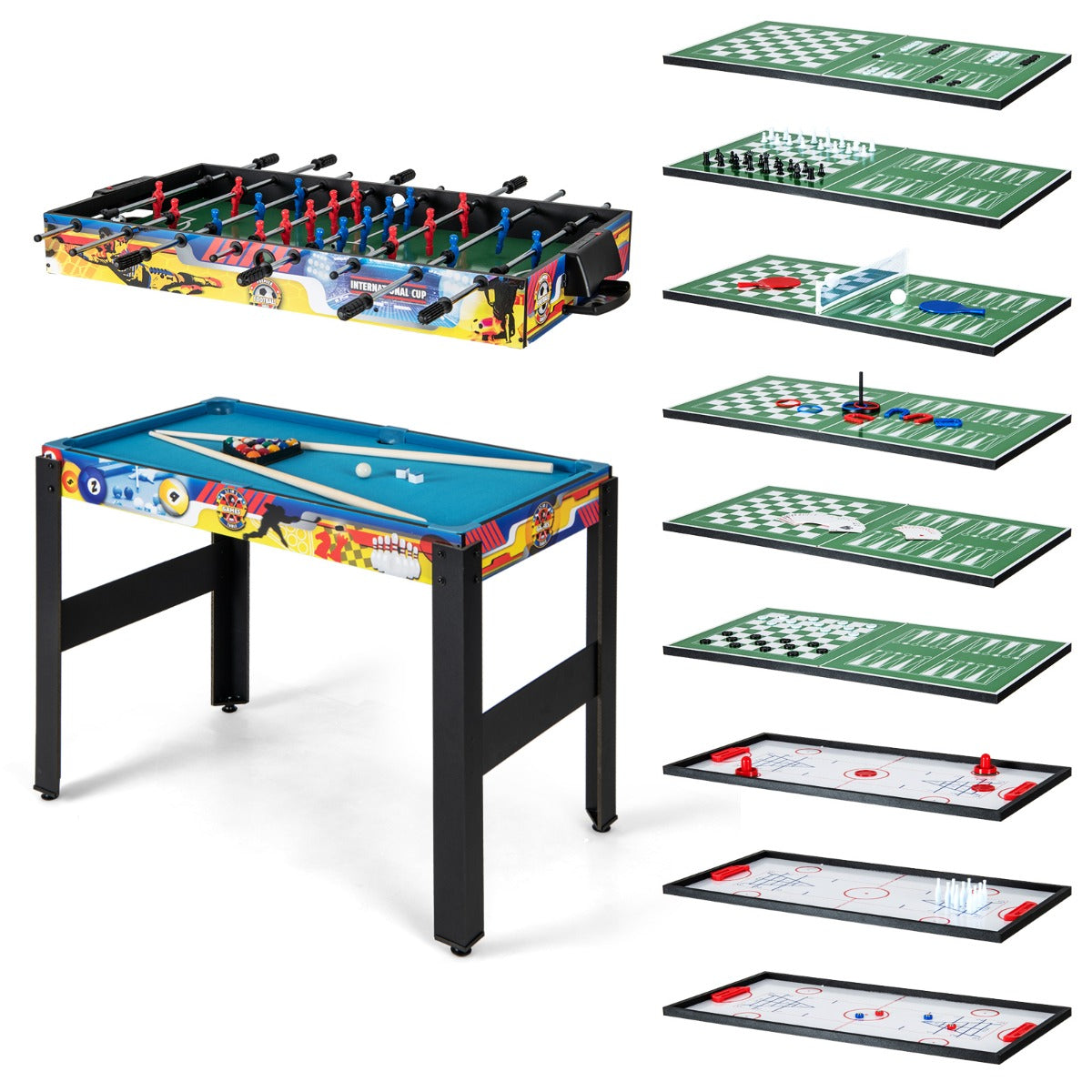 12-in-1 Combo Game Table Set with Foosball for Home and Bar