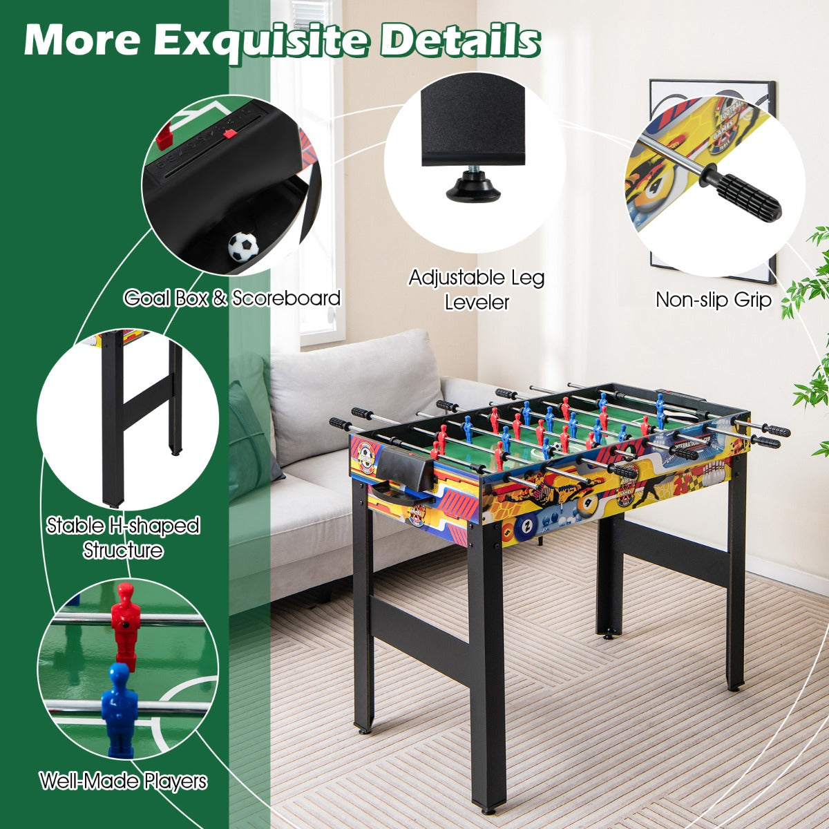 12-in-1 Combo Game Table Set with Foosball for Home and Bar