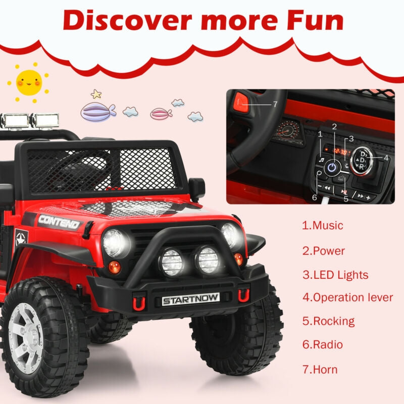 Hikidspace 12V Kids Remote Control Electric  Ride On Truck Car with Lights and Music