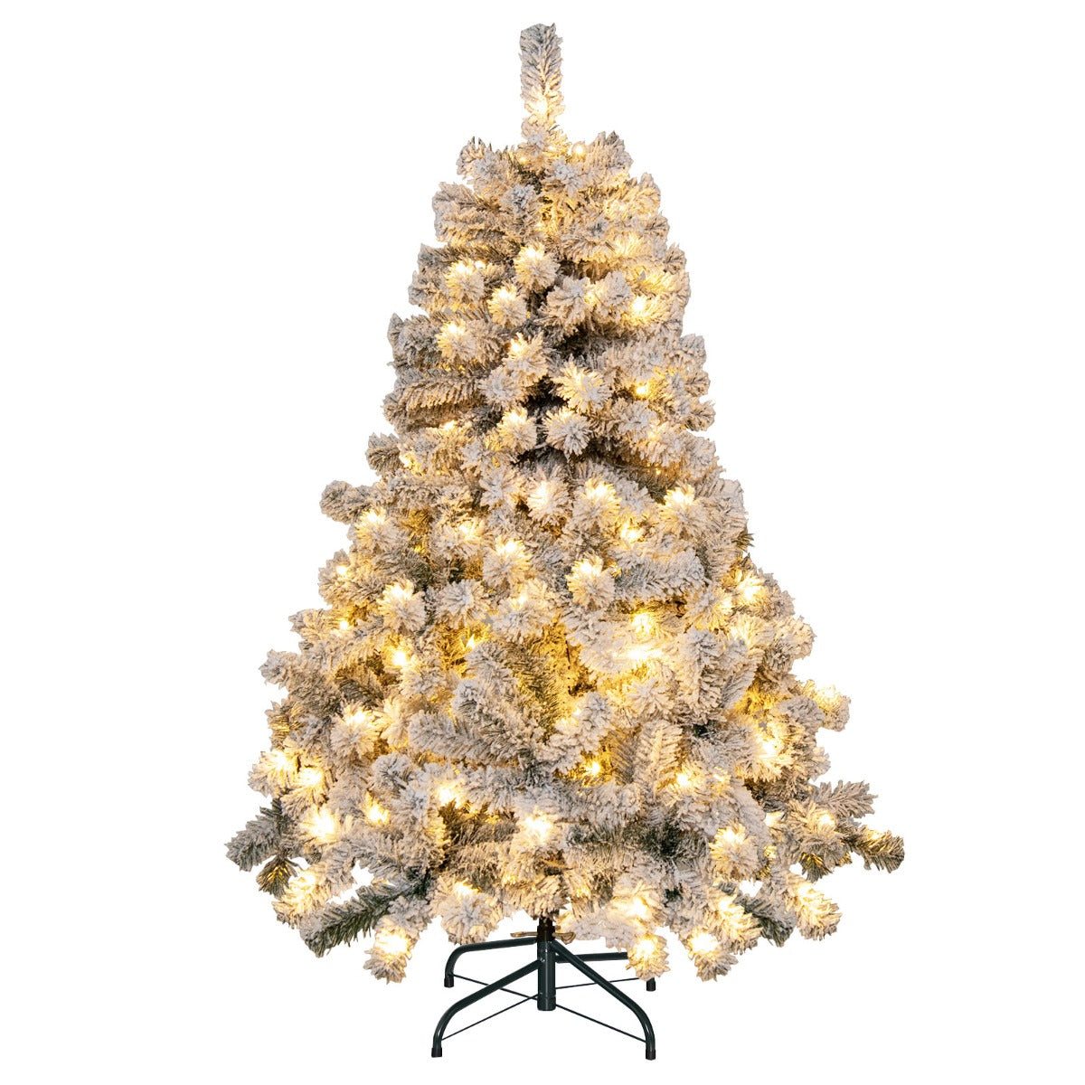 1.4M Snow Flocked Christmas Tree with 295 Tips and 150 LED Lights