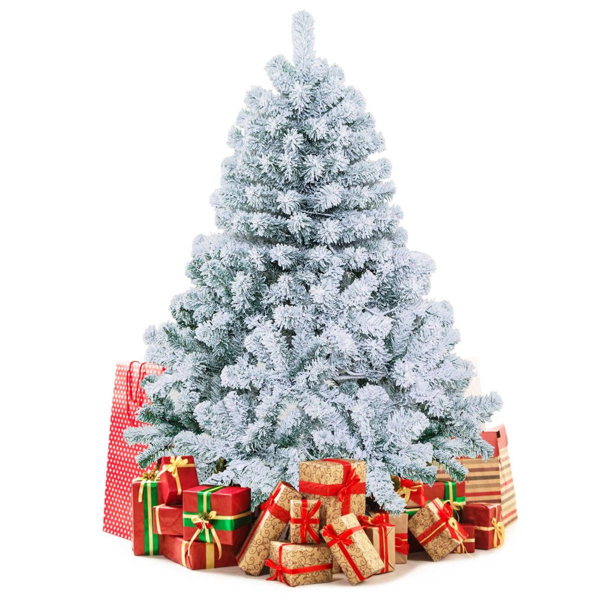 1.4M Snow Flocked Christmas Tree with 295 Tips and 150 LED Lights