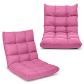 14-Position Adjustable  Folding Lazy Gaming Sofa Floor Chair#color_Pink