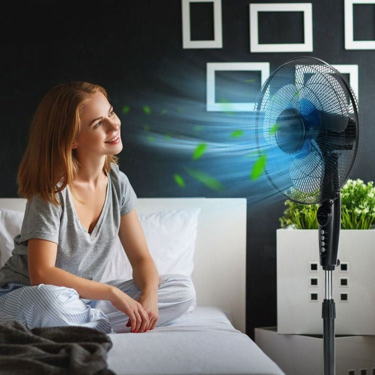 16 Inches Adjustable Height Fan with Quiet Oscillating Stand and  LCD Display