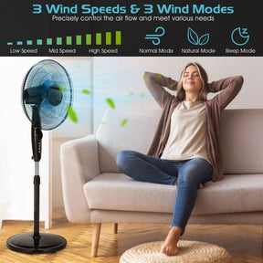 16 Inches Adjustable Height Fan with Quiet Oscillating Stand and  LCD Display