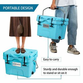 16 Quart 24-Can Capacity Portable Insulated Ice Cooler with 2 Cup Holders for Outdoor Camping