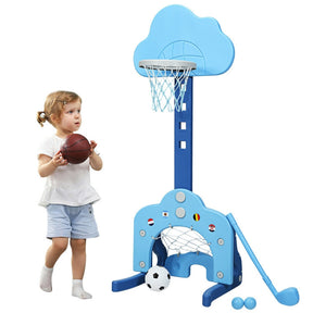 3-in-1 Adjustable Basketball Hoop Set with Balls for Kids