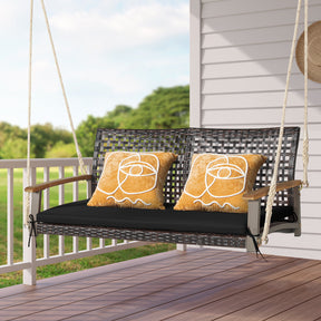 2-Person Rattan Hanging Porch Swing Chair for Patio & Pool