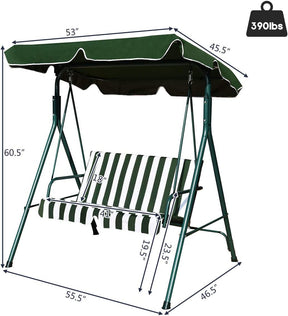 2-Person Weather Resistant Canopy Swing for Porch Garden Backyard Lawn