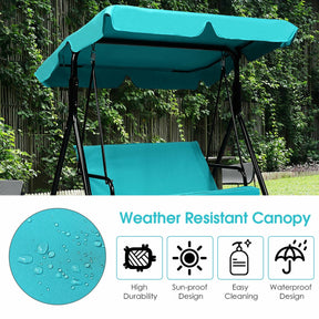 2-Person Weather Resistant Canopy Swing for Porch Garden Backyard Lawn