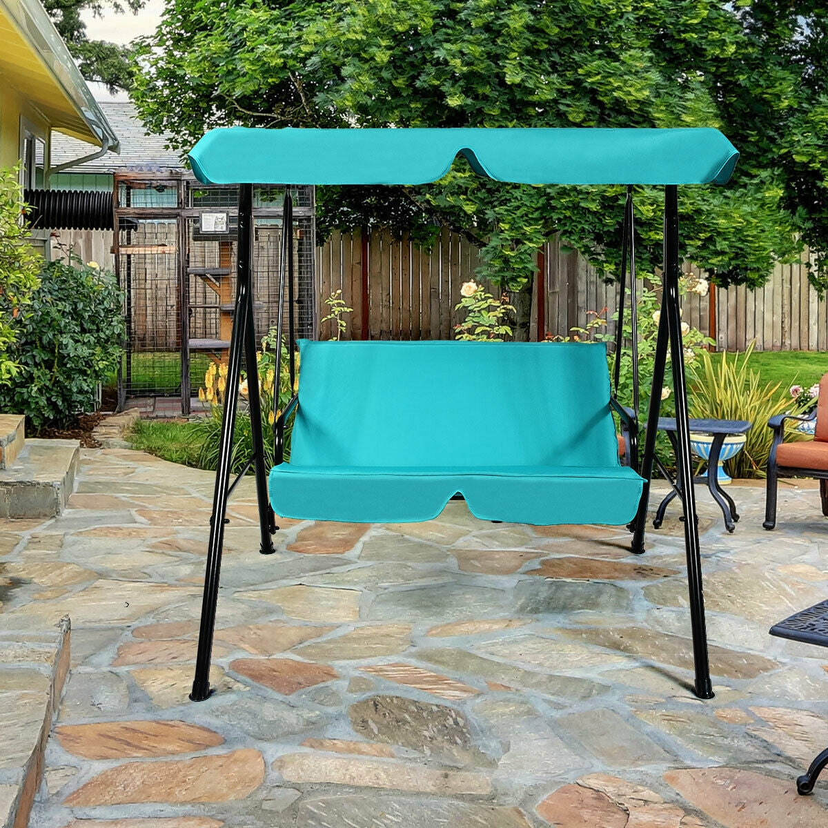 2-Person Weather Resistant Canopy Swing for Porch Garden Backyard Lawn