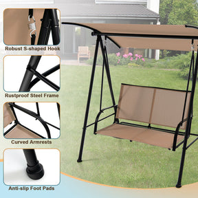 2-Seat Outdoor Patio Backyard Swing Chair with Canopy