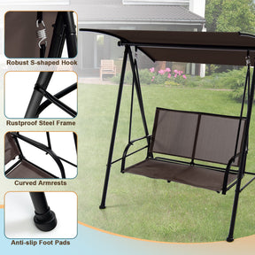 2-Seat Outdoor Patio Backyard Swing Chair with Canopy