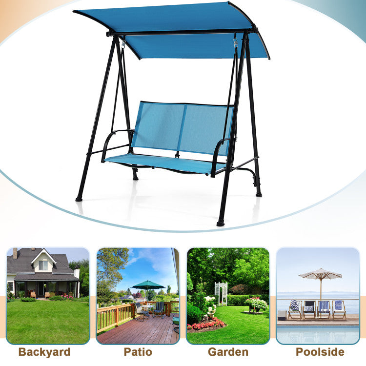 2-Seat Outdoor Patio Backyard Swing Chair with Canopy