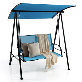 2-Seat Outdoor Patio Backyard Swing Chair with Canopy