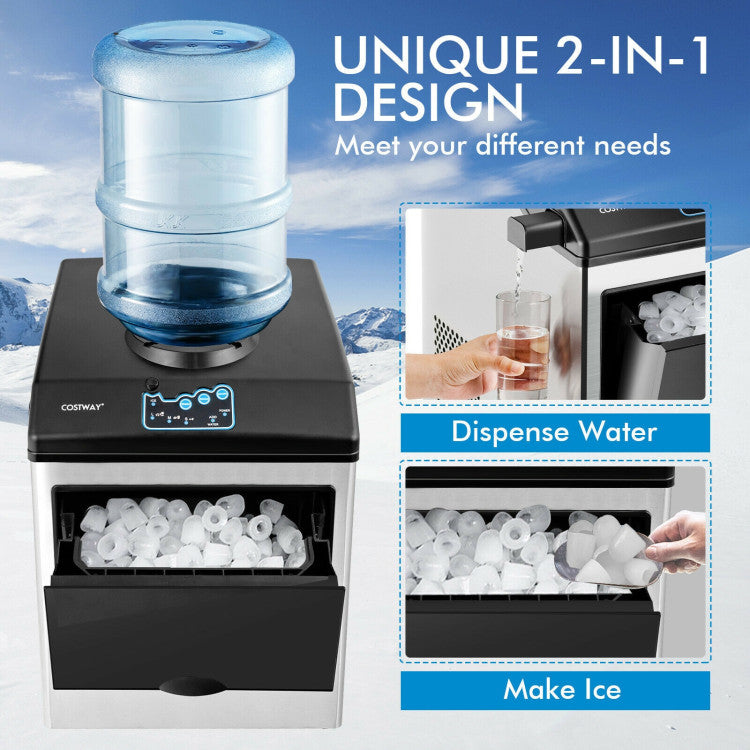 2-in-1 Stainless Steel Countertop Ice Maker with Water Dispenser