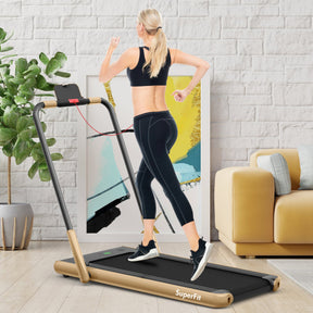 2.25 HP 2-in-1 Folding Walking Pad Treadmill with Remote Control and LED Display