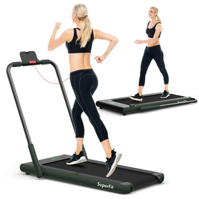 2.25 HP 2-in-1 Folding Walking Pad Treadmill with Remote Control and LED Display