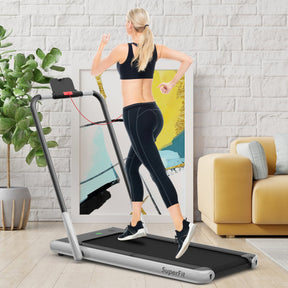 2.25 HP 2-in-1 Folding Walking Pad Treadmill with Remote Control and LED Display