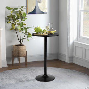 24-Inch Modern Round Cocktail Table Coffee Table with Metal Base and MDF Top