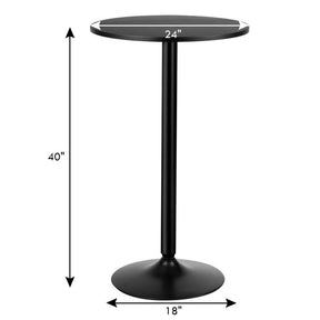 24-Inch Modern Round Cocktail Table Coffee Table with Metal Base and MDF Top