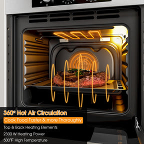 24 Inch Single Wall Mounted Oven 2.47Cu.ft with 5 Cooking Modes