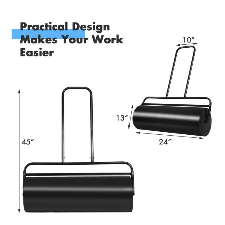 24 x 13 Inch Tow Lawn Roller Water Filled Metal Push Roller