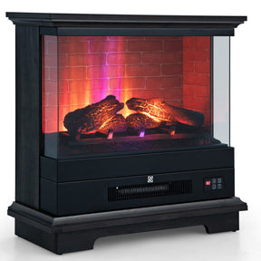 27 Inch Freestanding Electric Fireplace with 3-Level Adjustable Brightness Thermostat