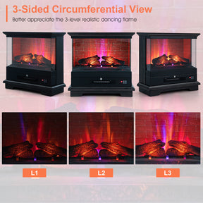 27 Inch Freestanding Electric Fireplace with 3-Level Adjustable Brightness Thermostat