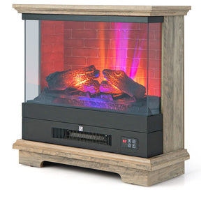 27 Inch Freestanding Electric Fireplace with 3-Level Adjustable Brightness Thermostat