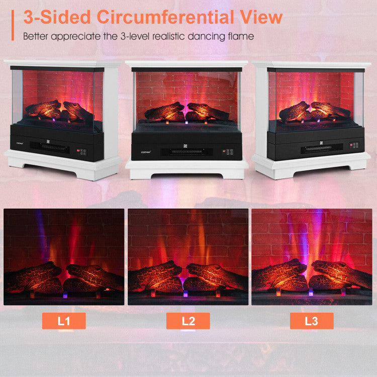 27 Inch Freestanding Electric Fireplace with 3-Level Adjustable Brightness Thermostat