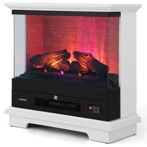 27 Inch Freestanding Electric Fireplace with 3-Level Adjustable Brightness Thermostat