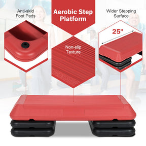 29 Inch Workout Fitness Aerobic Stepper Exercise Platform with 3 Adjustable Heights