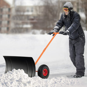 29 Inches Snow Pusher for Driveway with Adjustable Angle and Height