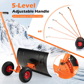 29 Inches Snow Pusher for Driveway with Adjustable Angle and Height