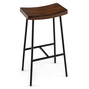 Set of 2 Industrial Saddle Bar Stool with Metal Legs for Kitchen and Bar