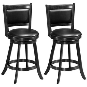 2 Pieces 360° Swivel Counter Bar Stool Dining Chair with Upholstered Seat