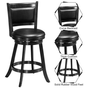 Hikidspace 2 Pieces 360° Swivel Counter Bar Stool Dining Chair with Upholstered Seat_Black