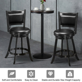 Hikidspace 2 Pieces 360° Swivel Counter Bar Stool Dining Chair with Upholstered Seat_Black