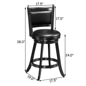 2 Pieces 360° Swivel Counter Bar Stool Dining Chair with Upholstered Seat