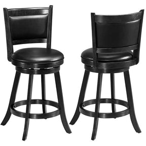 Hikidspace 2 Pieces 360° Swivel Counter Bar Stool Dining Chair with Upholstered Seat_Black