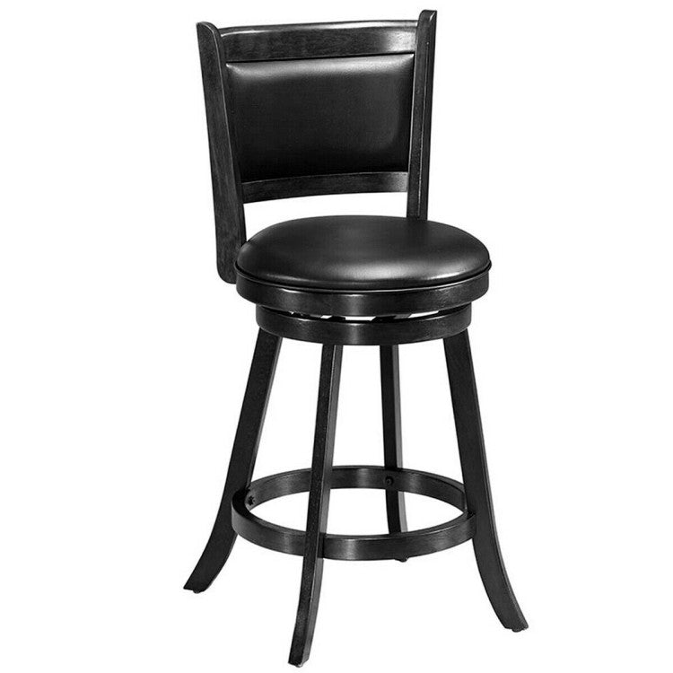 Hikidspace 2 Pieces 360° Swivel Counter Bar Stool Dining Chair with Upholstered Seat_Black