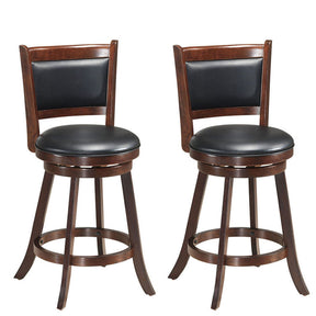 Hikidspace 2 Pieces 360° Swivel Counter Bar Stool Dining Chair with Upholstered Seat_Brown