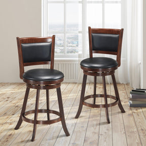 Hikidspace 2 Pieces 360° Swivel Counter Bar Stool Dining Chair with Upholstered Seat_Brown