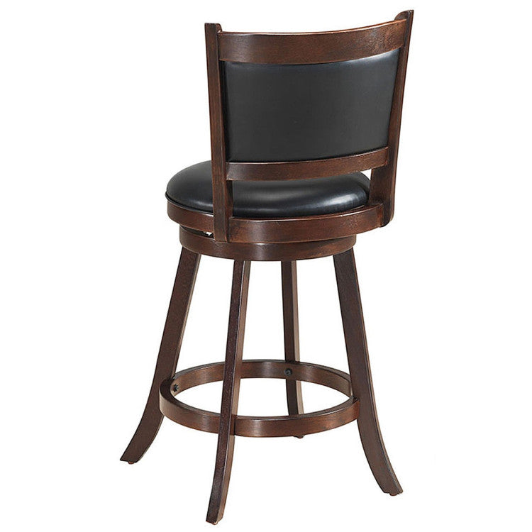 Hikidspace 2 Pieces 360° Swivel Counter Bar Stool Dining Chair with Upholstered Seat_Brown