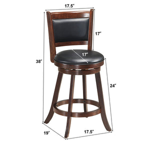 Hikidspace 2 Pieces 360° Swivel Counter Bar Stool Dining Chair with Upholstered Seat_Brown